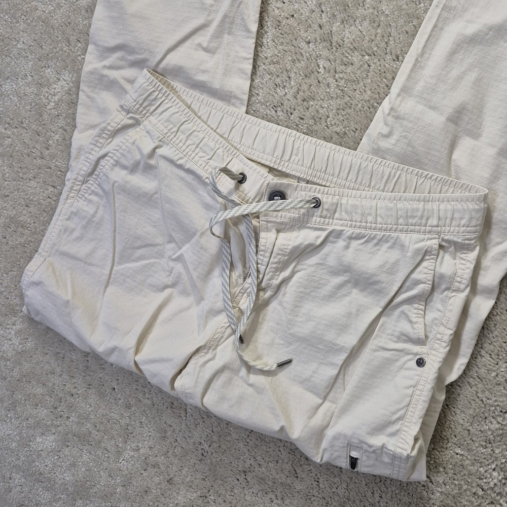Vuori Women Ripstop Pants Womens Medium Beige Stretch Waist Utility Cut Off Hem - Picture 1 of 16